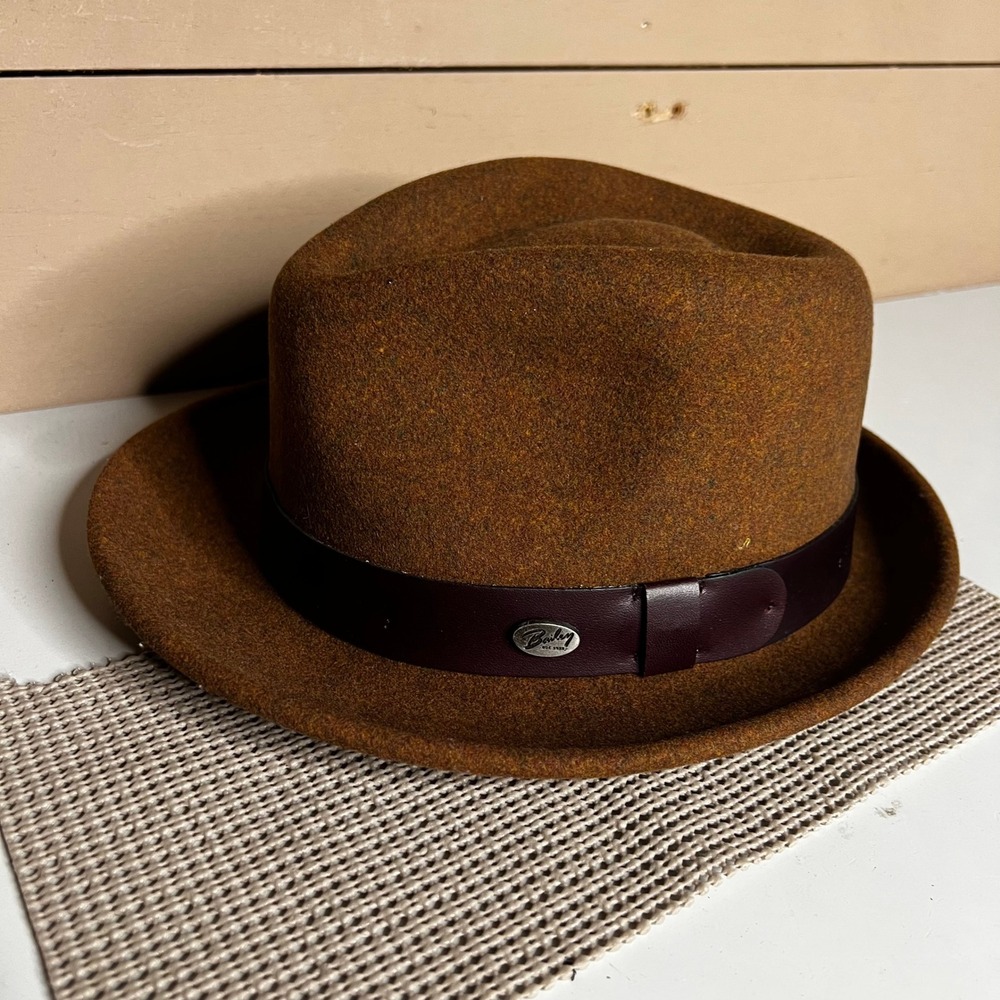 Bailey of Hollywood LiteFelt Wool Fedora Hat Brown Packable Water Repellent Med